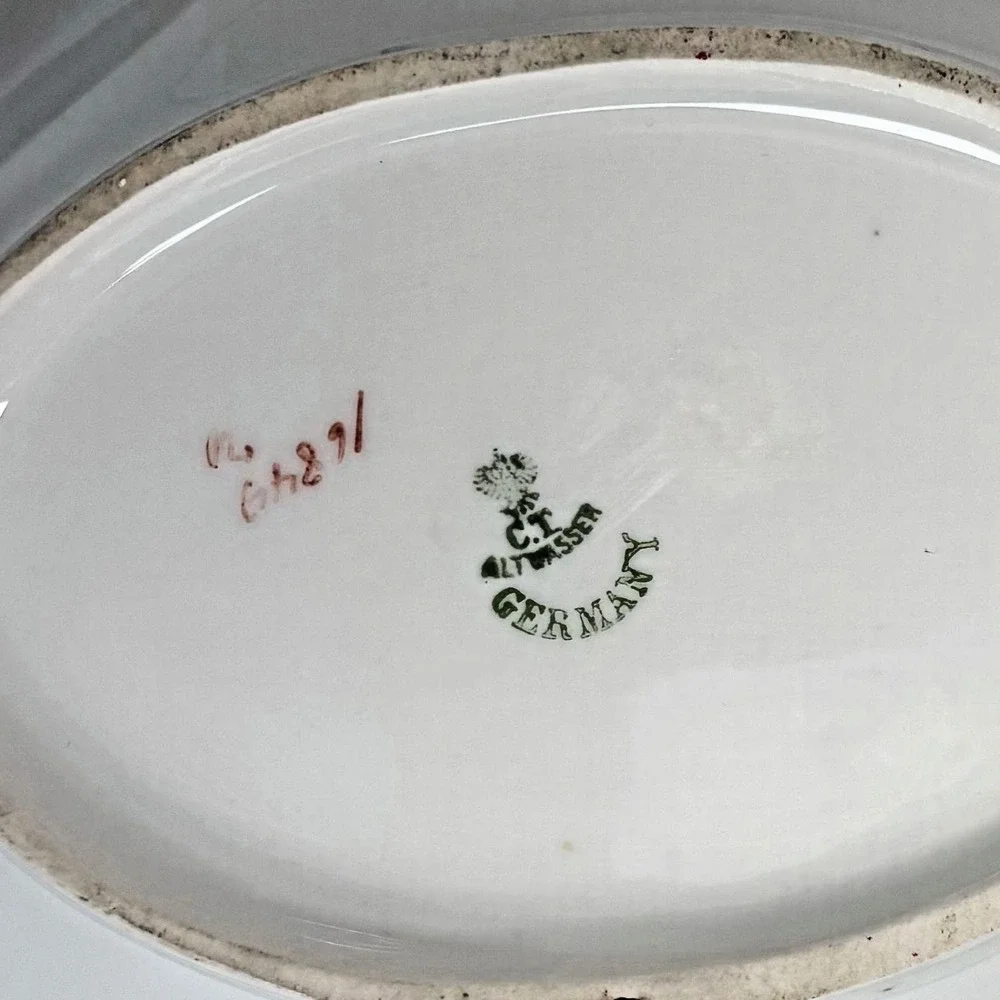 Antique C Tielsch Altwasser Germany Porcelain Oval Serving Bowl Moorish 1909